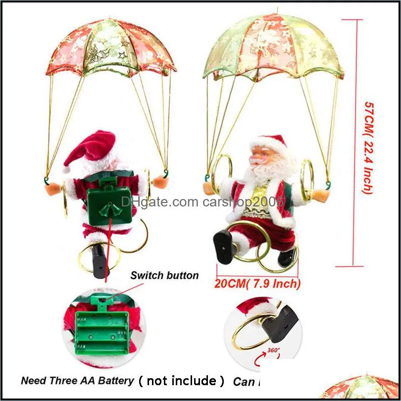 Electric Christmas Santa Claus Toy Hanging Rotation Parachute Turn Musical Pendant Christmas Gift For Child Toy Party Supplies New BC