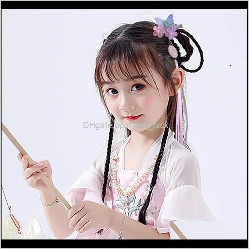 Children Adult Hanfu Headdress Antique Hair Accessories Ancient Ornaments Tassel Butterfly Hairpin Girl Fairy Hairpin Clip