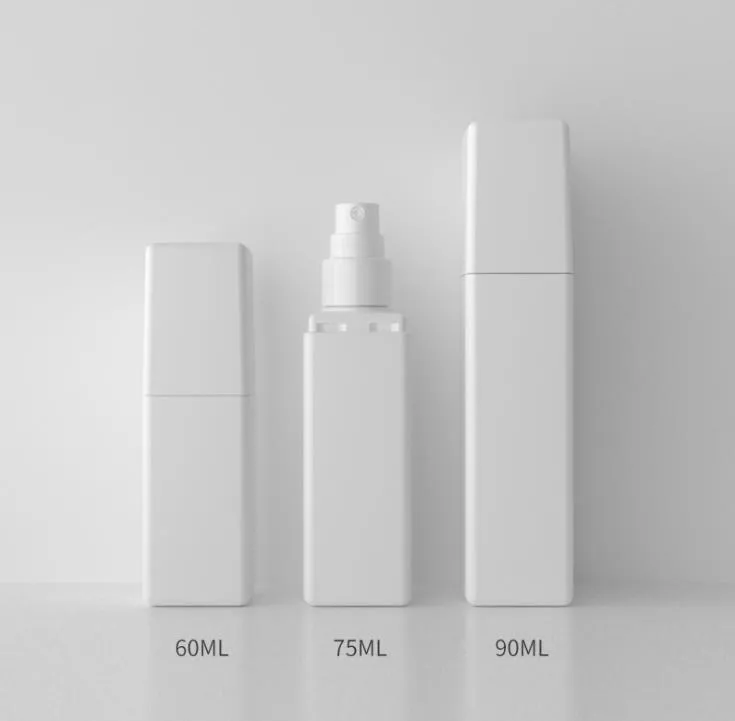 60ml 75ml 90ml Makeup Empty Travel Plastic White Square Spray Bottles For Toner Perfume Tool SN3305