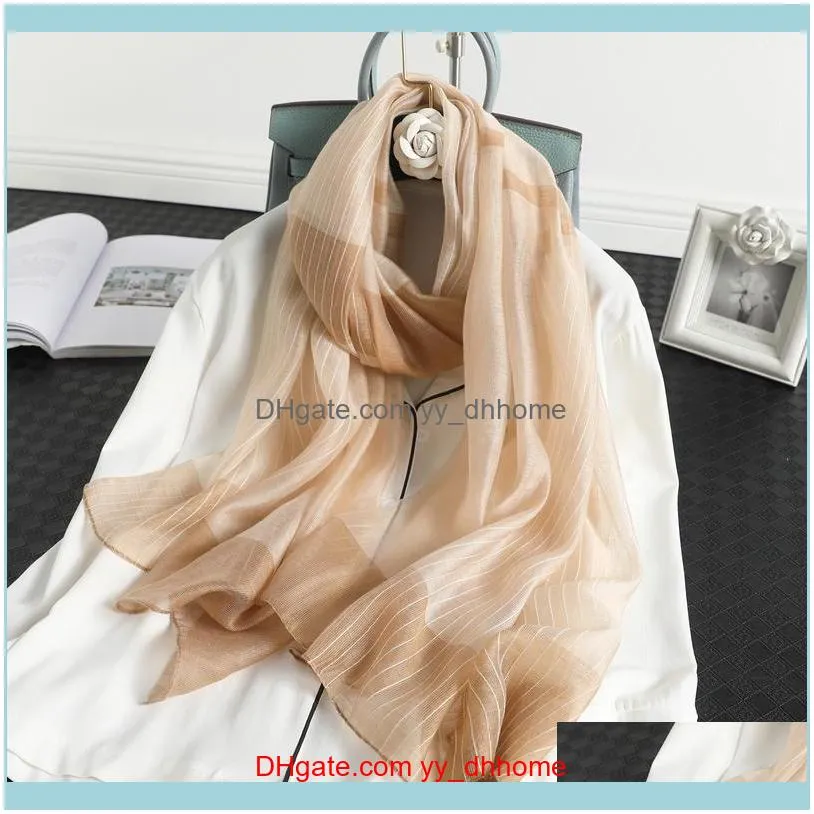 Scarves 2021 Silk Wool Scarf For Women Spring Winter Warm Beach Stoles Strips Bufanda Foulard Wraps1