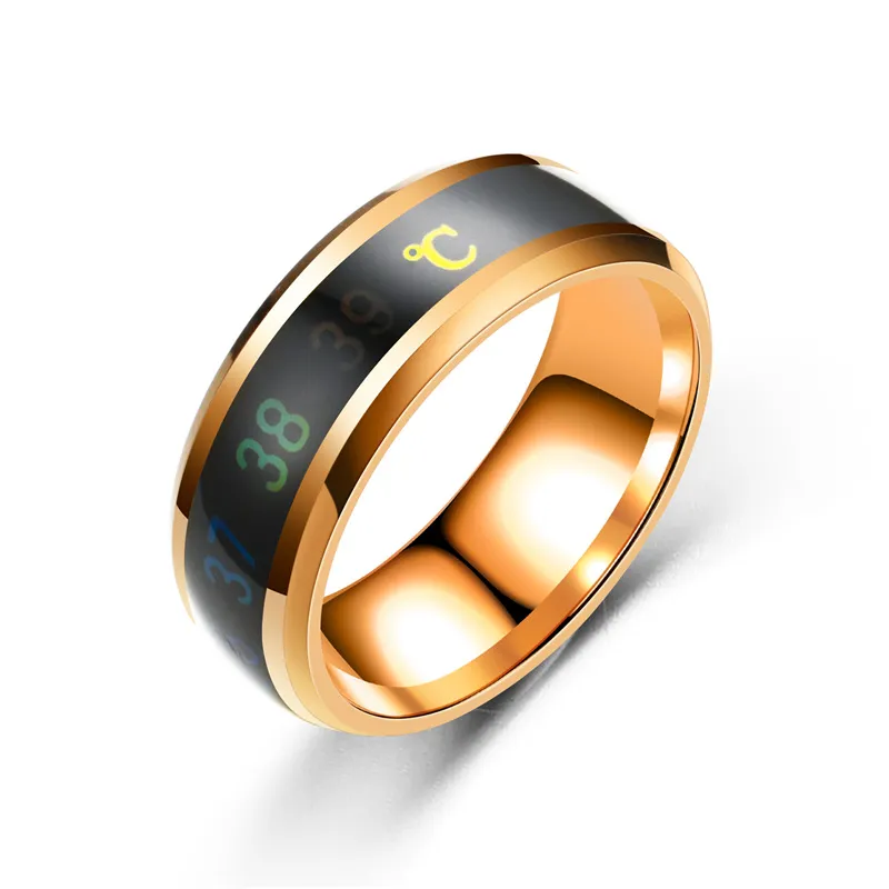 Smart Messtemperatur Ring Edelstahl Paar Stimmungsringe kreativer Schmuck Geschenk für Männer Frauen