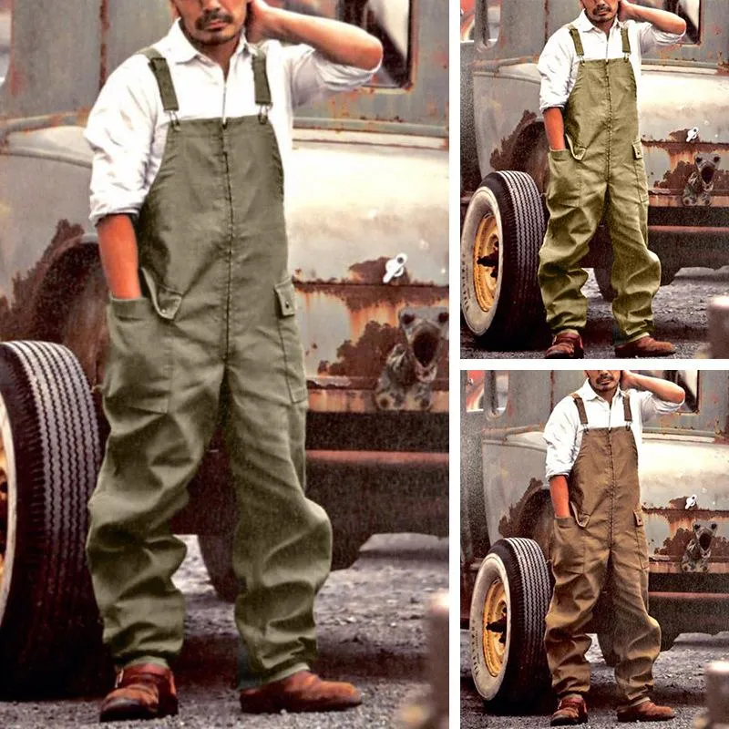 Pantalons pour hommes Cargo hommes mode Streetwear Baggy pantalon vêtements pour hommes marron vêtements de travail Vintage décontracté grande taille salopette