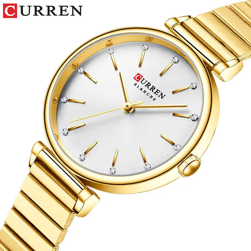 CURREN Femmes Montre De Luxe Marque Montres Simple Quartz Dame Étanche Montre-Bracelet Femme Mode Montres Horloge reloj mujer 210517