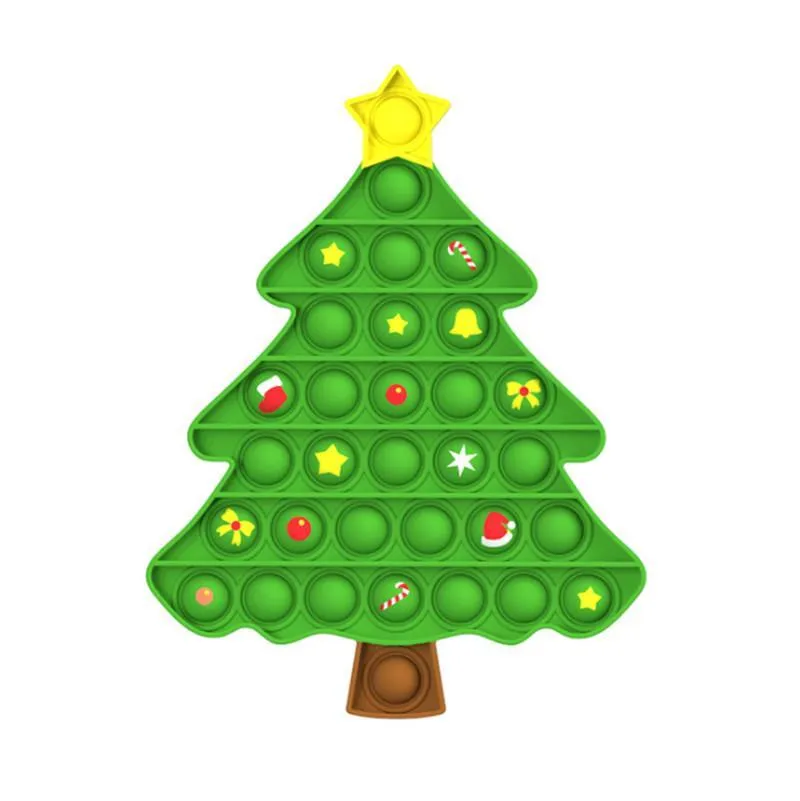 Silikon Karikatür Noel Ağacı İtme Kabarcık Duyusal Oyuncak Anti-stres Rahatlatıcı Fidget Otizm Oyuncaklar Stres Yetişkin Çocuk Noel Hediyeleri için Eğitici Eğitim Rahatlatmak FY3273