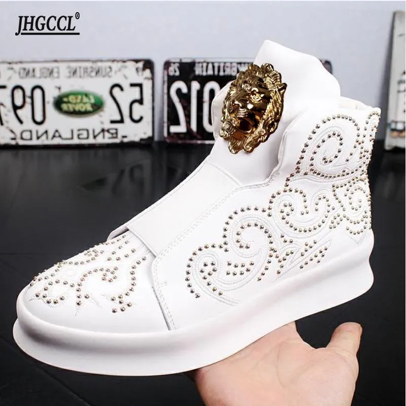 Mens Designer Boots RED banquet prom dress printing rivet shoe flat platform sneaker Women's casual Boot chaussure homme luxe marque A25