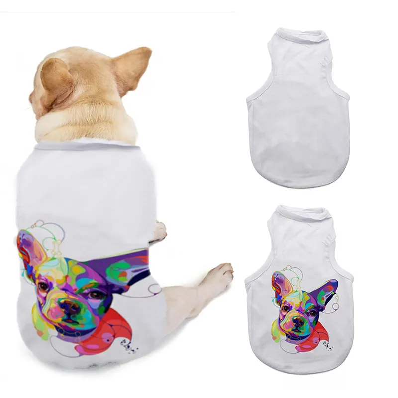 Abbigliamento per cani fai-da-te T-shirt per cani Sublimazione Animali domestici in bianco 3 taglie Vestiti per gilet per cuccioli senza maniche Fornitura