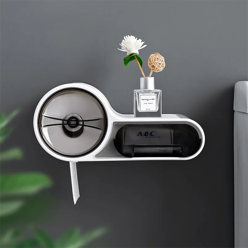Toalettpapperhållare Förvaringslåda Tissue Dispenser Roll Kreativ Vattentät för badrum Portable 210423