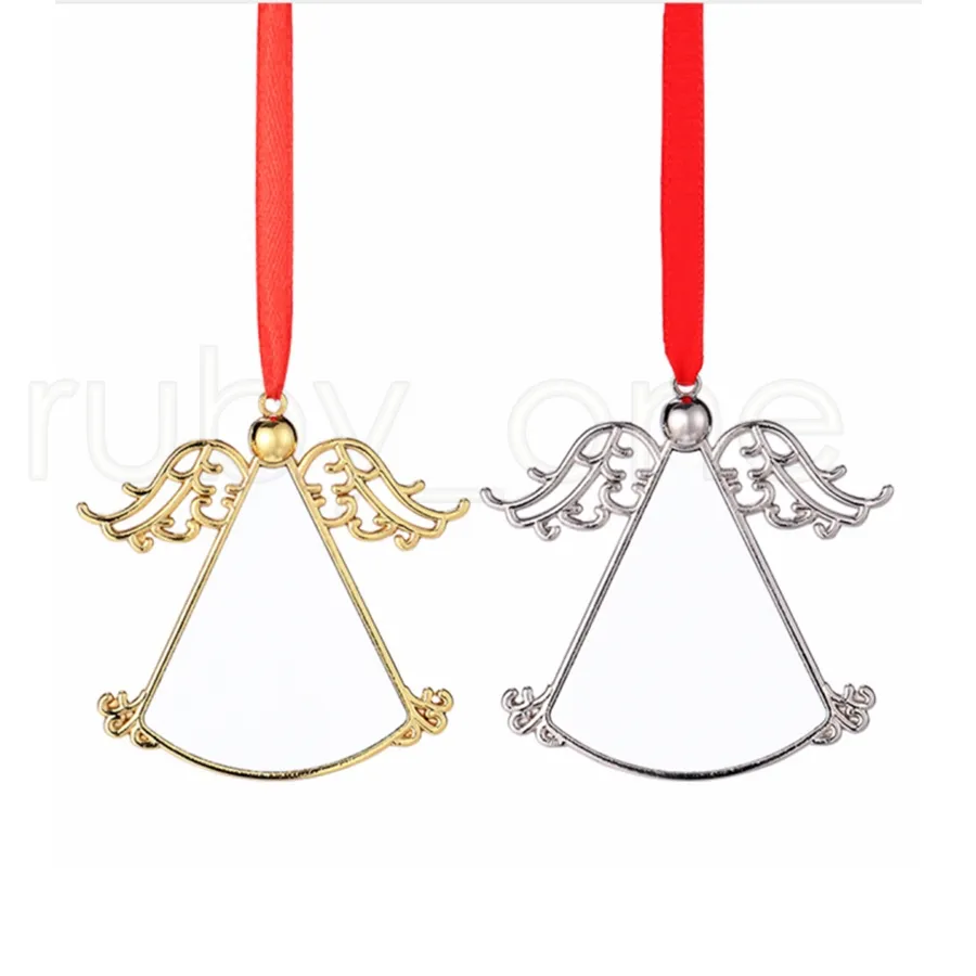 Sublimation Blanks Angle Car Pendant Party Favor Angels Wing Silver Gold Decoration Hanging Charm Ornaments Automobiles Interior ZZE8299