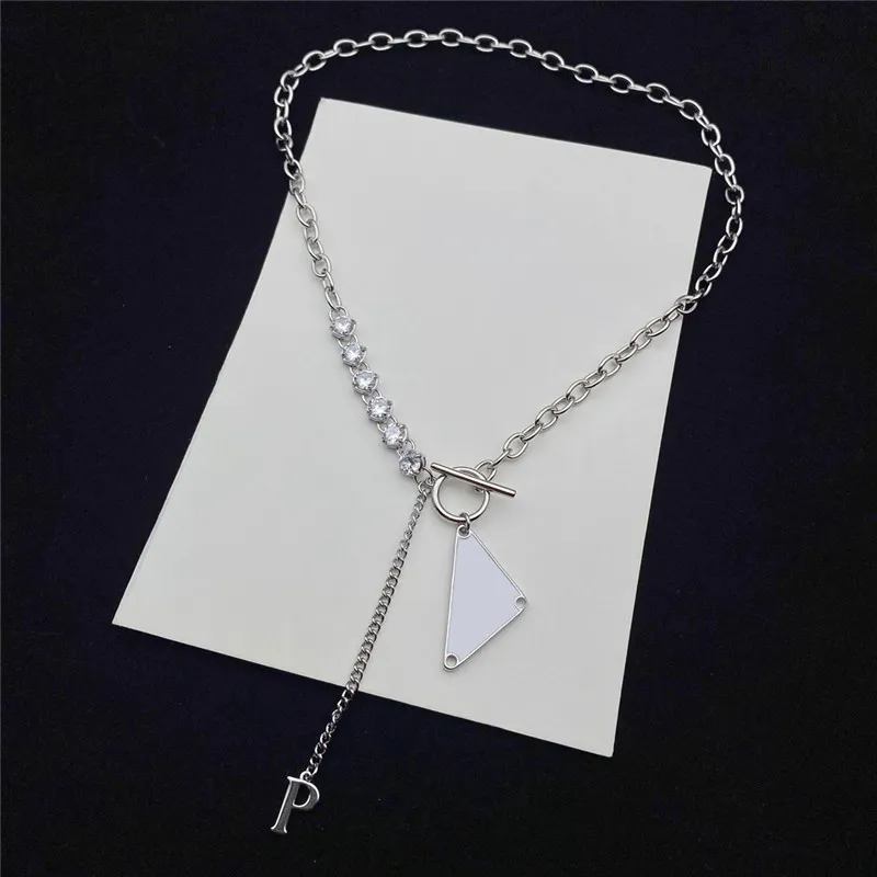 Mode Emaille Dreieck Anhänger Halsketten Für Frauen Luxurys Designer Halsketten Frauen Kristall Link Ketten