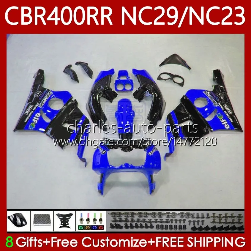 Kit de carroçaria para Honda CBR 400 RR CC 400CC NC29 Blue Black 94 95 96 97 99 CORPO 66NO.90 NC23 CBR400RR CBR 400RR 1994 1995 1996 1997 1998 1999 CBR400 RR 88-99 OEM Feeding