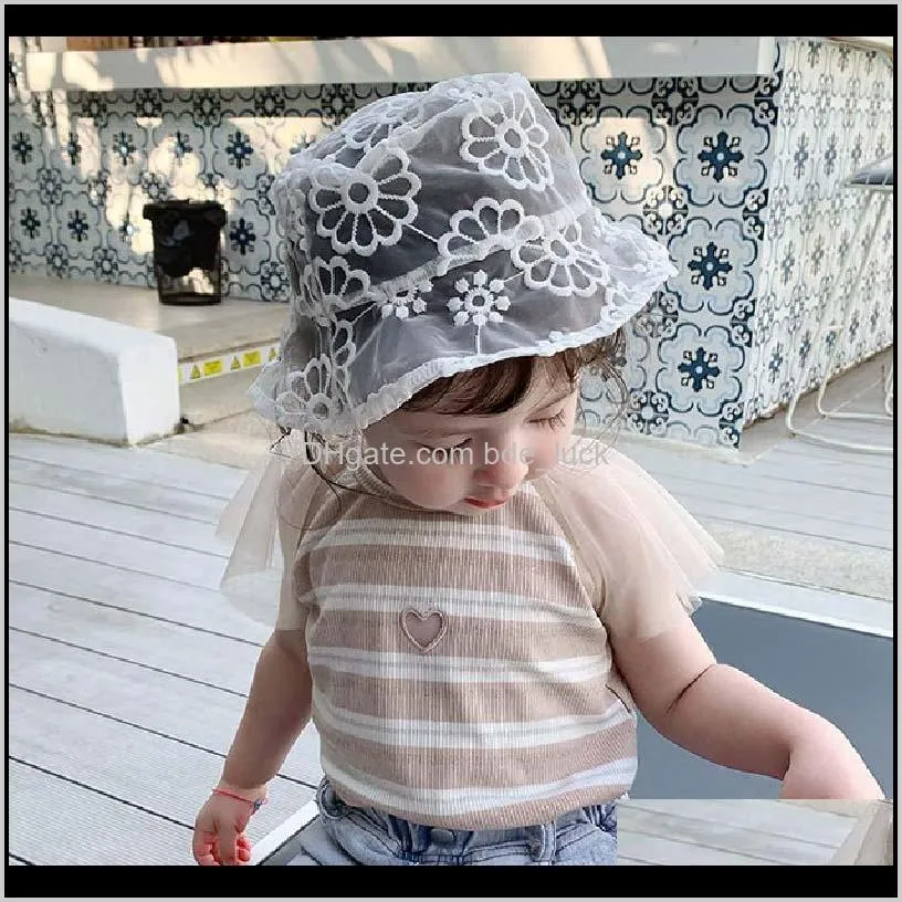 Baby Child Kids Fashion Lace Sun Hat Bucket Hollow Out Cap Mesh Breathable Sun Protect Hat Cap Beach Casual Girls Summer