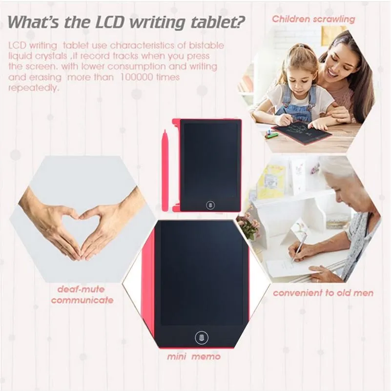 4.4 인치 LCD 작성 태블릿 드로잉 보드 칠판 필기 패드 아이들을위한 선물 종이없는 메모장 정제