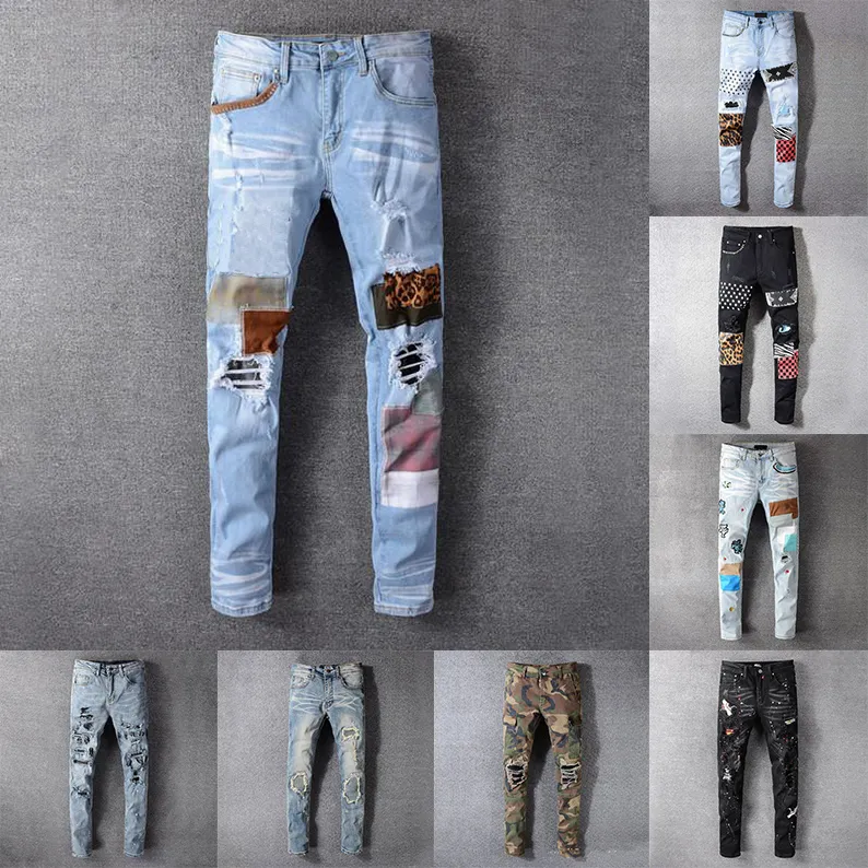 Amirs Heren Dames Ontwerpers Jeans Verontruste Gescheurde Biker Slanke Rechte Denim Voor Heren Print Leger Mode Mans Skinny Broek