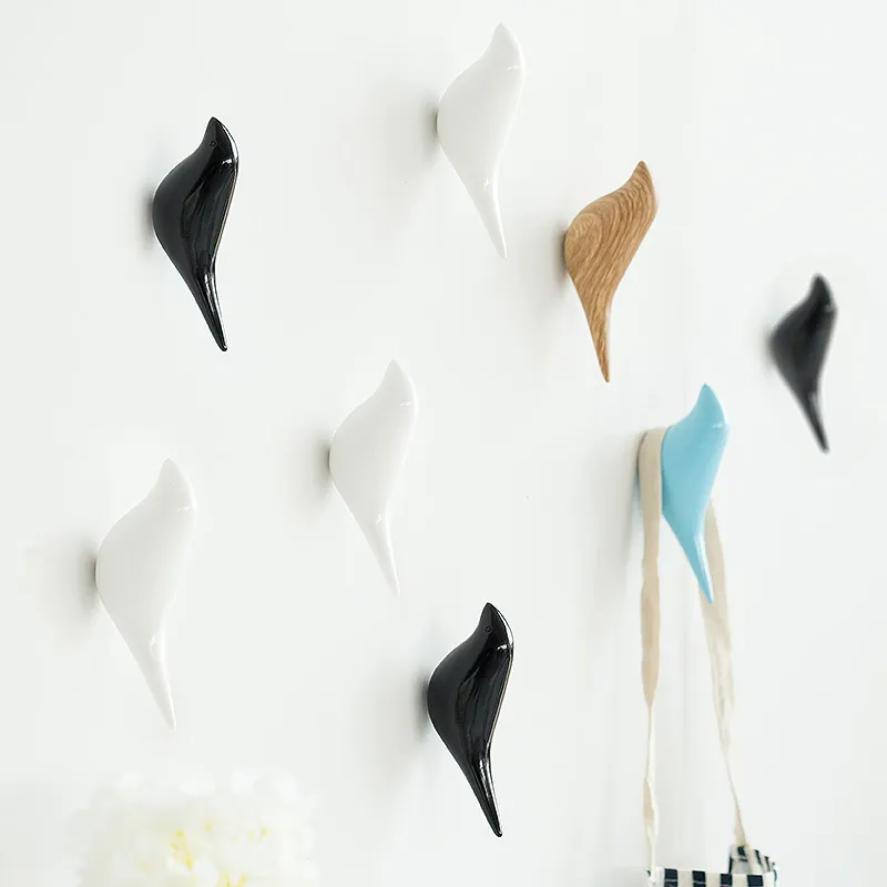 Gancio da parete a forma di uccello creativo Decorazione per la casa Porta in resina Portaoggetti in grana di legno Appendiabiti per cappelli 3D Colomba della pace