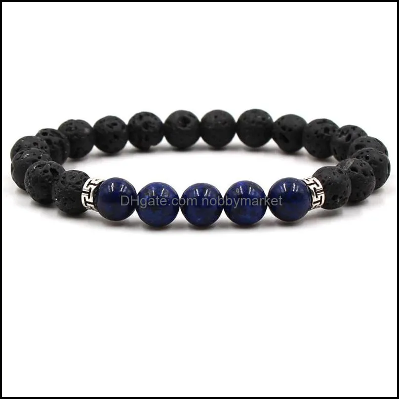 New Chakra Lava Rock Beaded Bracelets For Men Women Natural Healing crystal balance stone Tiger eye beads String chains Bangle Yoga