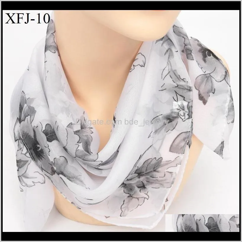 spring autumn 65cm new chiffon small square scarf mother ladies neck guard gauze scarf korean decorative printing soft e15