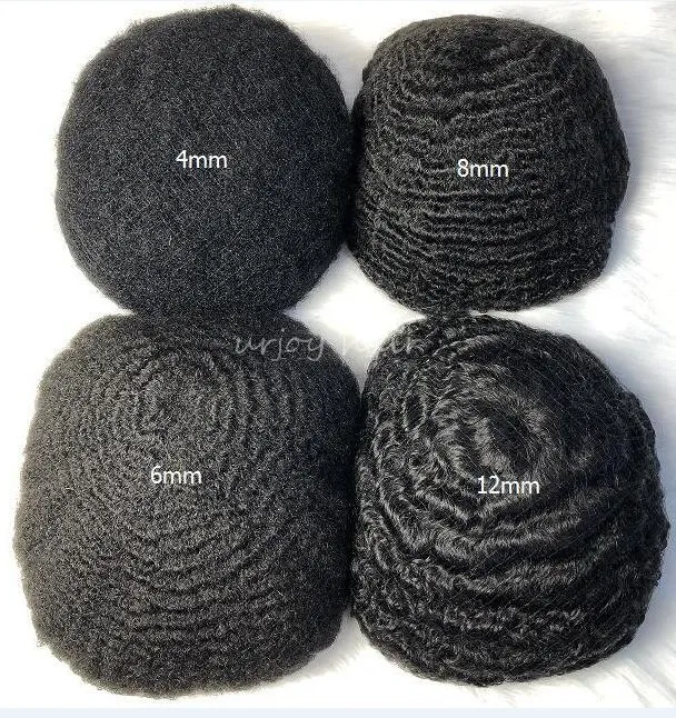 African American Afro Hair Full Lace Toupee Black Color Mężczyzna Jednostka 12A Gade Brazylijski Dziewiczy Human Human Słuchawki Wymiana dla mężczyzn Express Dostawa