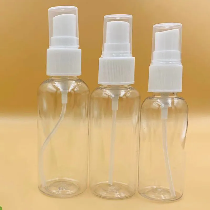 Bottiglia di spruzzatura Piccola annaffiatoio e bottiglie di spruzzatura per animali domestici trasparenti Bodys Fine Mist Cosmetici Perfumebottling Toner 10/15/20 / 30/40/50/20 / 30/40/50 / 60/80/100 ml