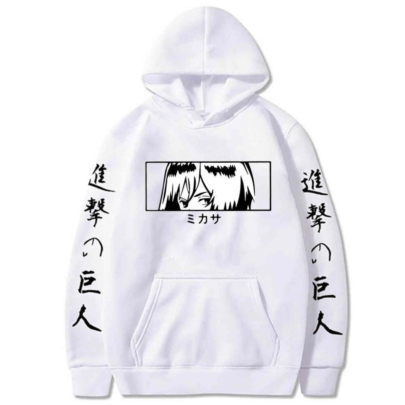 Harajuku anime attack på Titan Hoodies Mikasa Ackerman Sweatshirt Streetwear Pullovers Tops Y211122