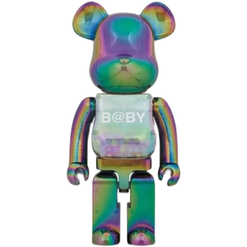 Nuovo blocco violento orso bearbrick cromo nero Millennium galvanica nero trasparente 400% 1000% bambola fatta a mano tendenza ornamento regalo per bambini 70 cm