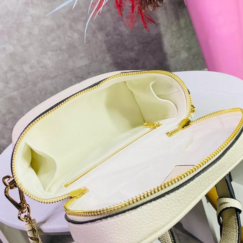 Cosmetic Bag Cross Body Bags Braided Chain Purse Fashion Genuine Leather Embossing Top Handle Detachable Adjustable Shoulder Strap High Quality