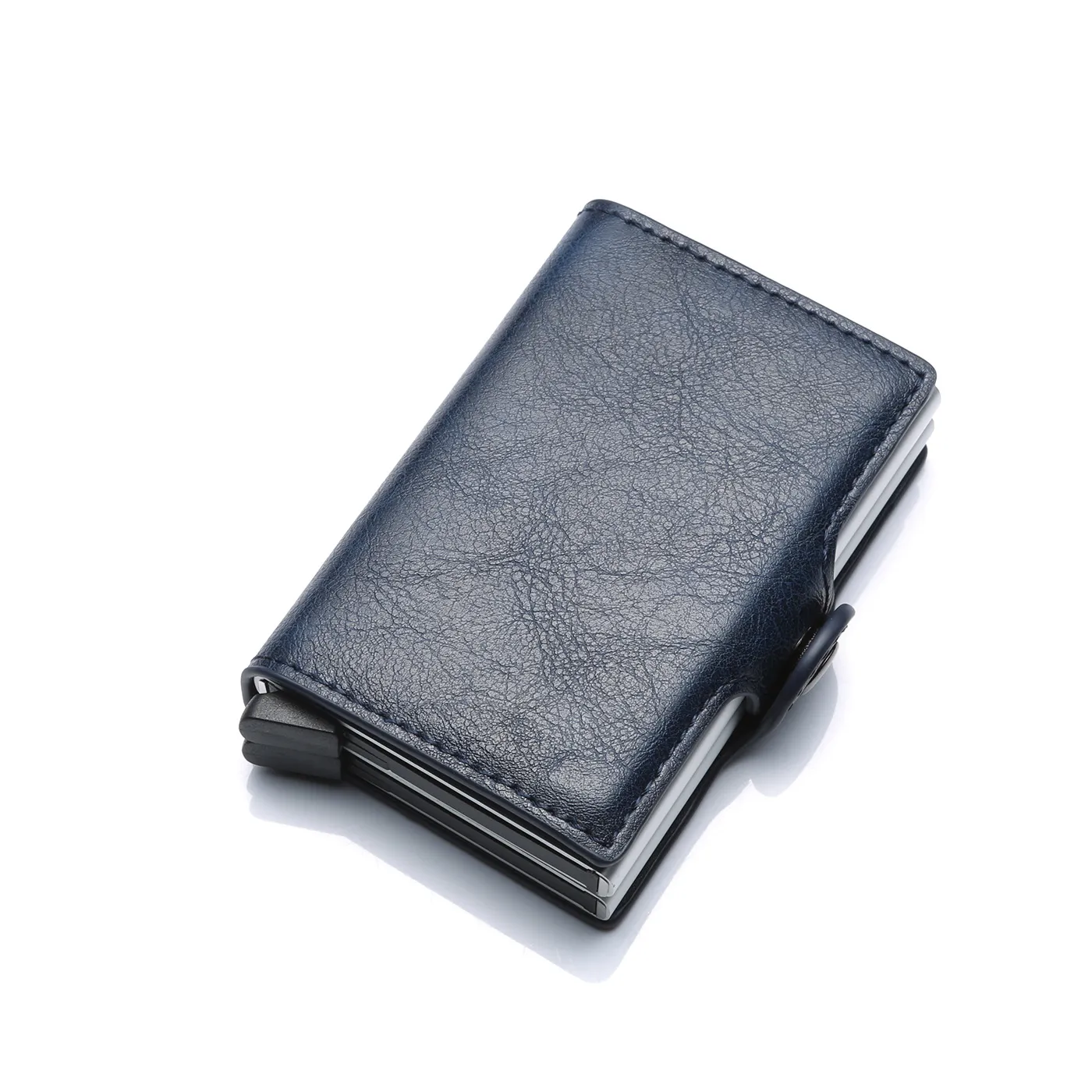 Blocking Protection Men Id Credit Card Holder Wallet Leather Metal Aluminum Business Bank Card Case Creditcard