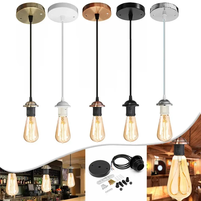 E27 Schroef Plafond Rose Hanglampen Vintage Edison Lamp Base Kroonluchter Houder Schroeven Socket Basissen Gloeilopers Industriële Stijl Retro Sfeer Kroonluchters