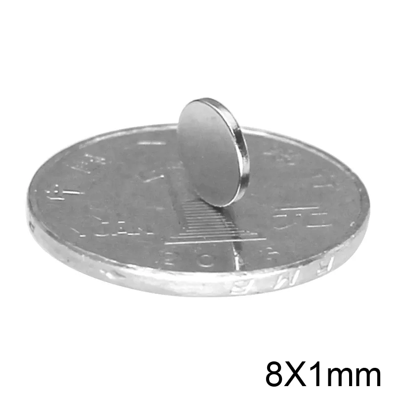 Vente en gros - En stock 100pcs Aimants ronds forts NdFeB Dia 8x1mm N35 Rare Earth Neodymium Permanent Craft / DIY Magnet