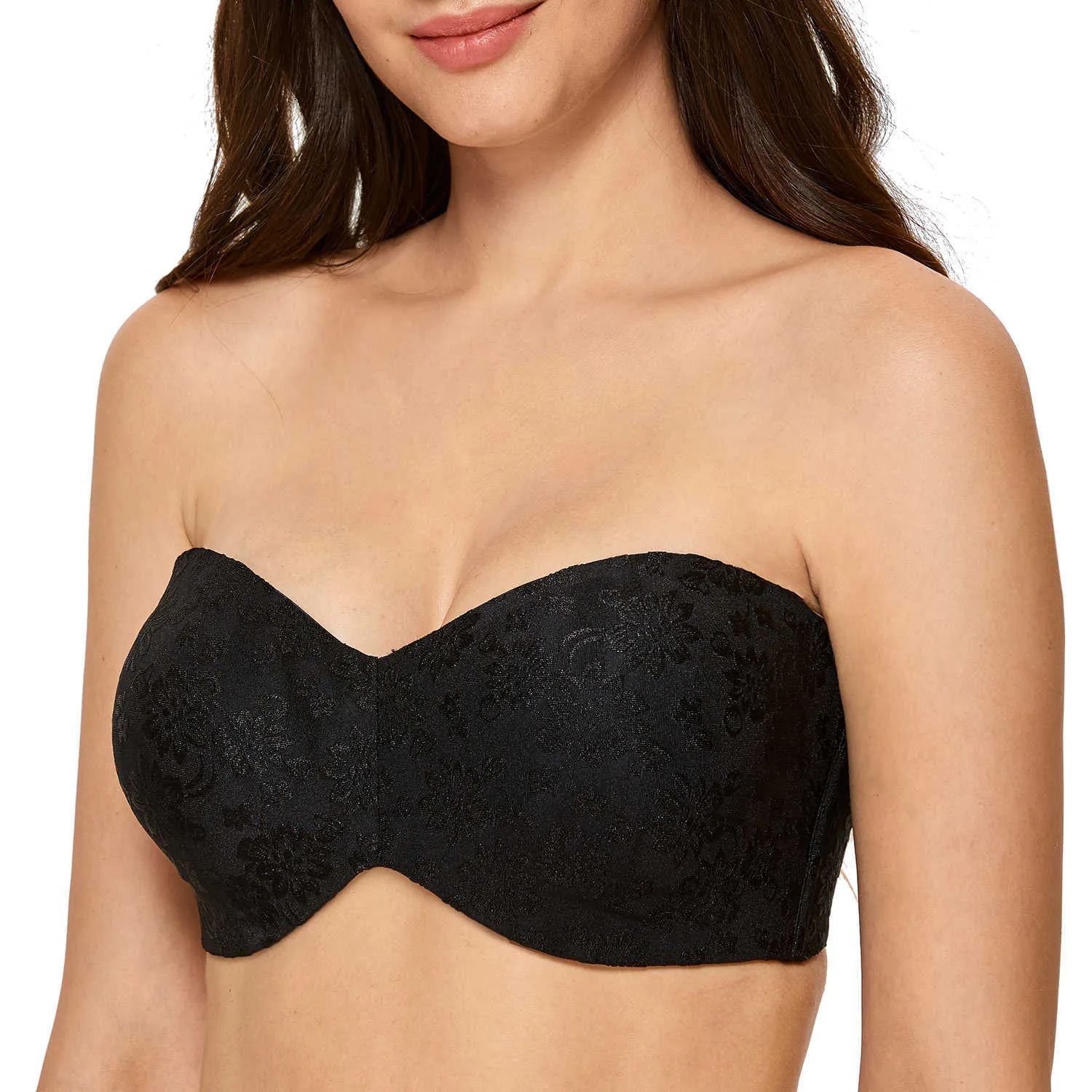 Floral Jacquard Minimizer Non Padded Strapless Bra Non Padded, Multiway  Strapless, Plus Size A G 210728 From Lu02, $18.35