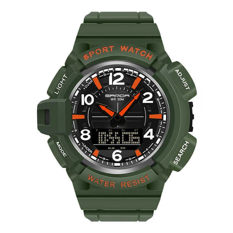 Новые мужские спортивные кварцевые часы двойной дисплей военные часы для мужчин водонепроницаемые цифровые наручные часы мужские часы Relogio Masculino G1022