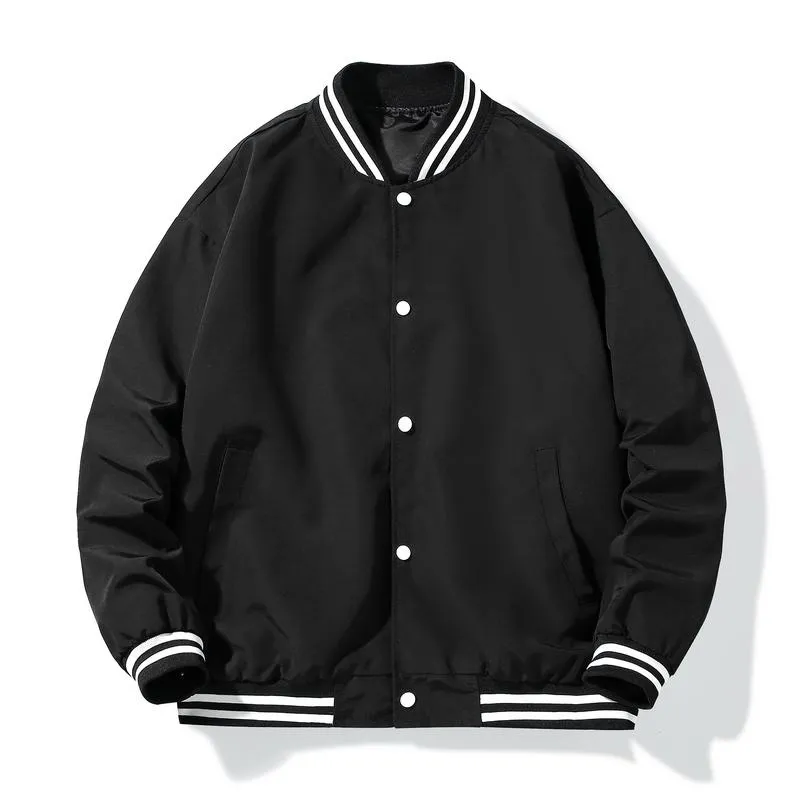 Unisex Solid Color Bomber Jacka Varsity Baseball Windbreakers Oversize Hip Hop Ytterkläder för College Par Streetwear Men's Jackets