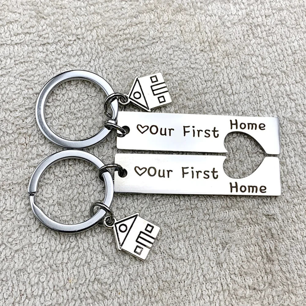 Save Big on Bulk New Home Keychain Couple Keychains Engraved Key Rings  Metal House Keyring Set For New Homeowners, Sweet Keepsake Gift (1/2 Pcs) 