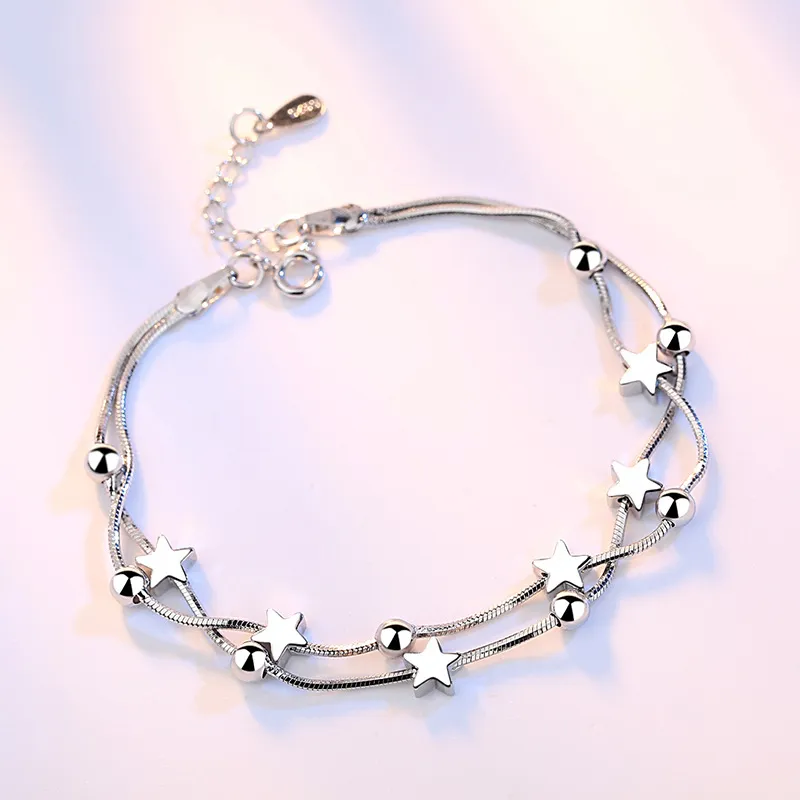 925 Sello Joyería de plata esterlina Pulsera de mujer de moda de alta calidad Retro Cuadrado Pulsera simple Longitud 20 cm