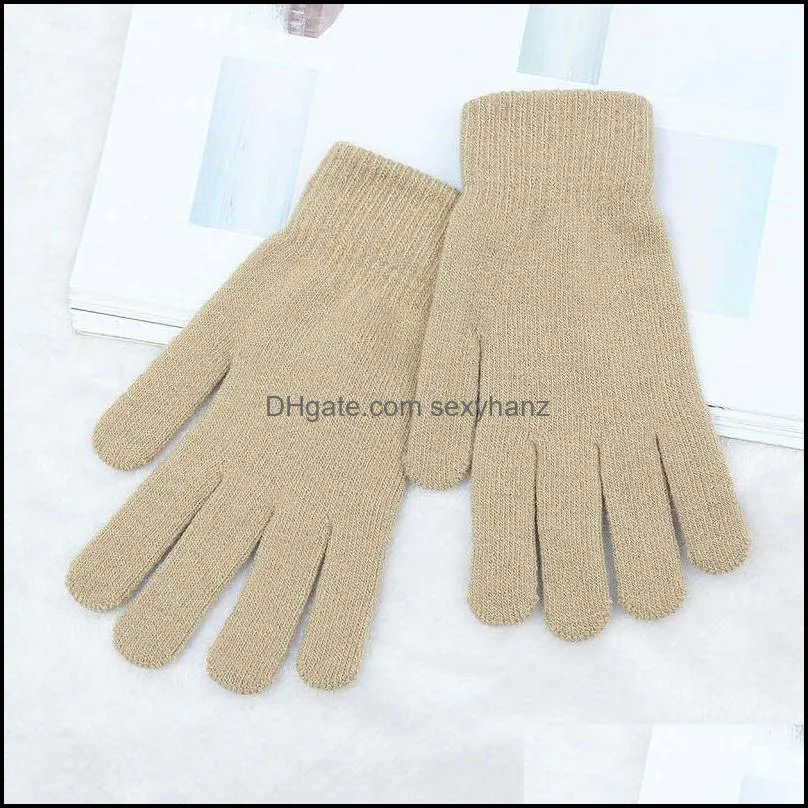 Elastic Glove Keep Warm Thickening Plush Knitting Fashion Women Man Work Five Finger Winter Gloves 2 55lp K2