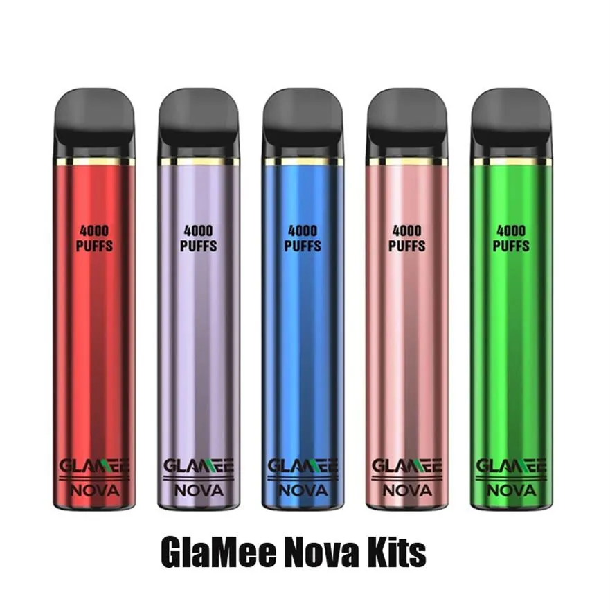100% originale Glamee Nova E-sigaretta del dispositivo monouso Kit Dispositivo 2200mAh BATTERIA PRECILLATO A 16ML PODS 4000 BUFFS PENTA PENSA PENNA PENNA PENNA PLUS821