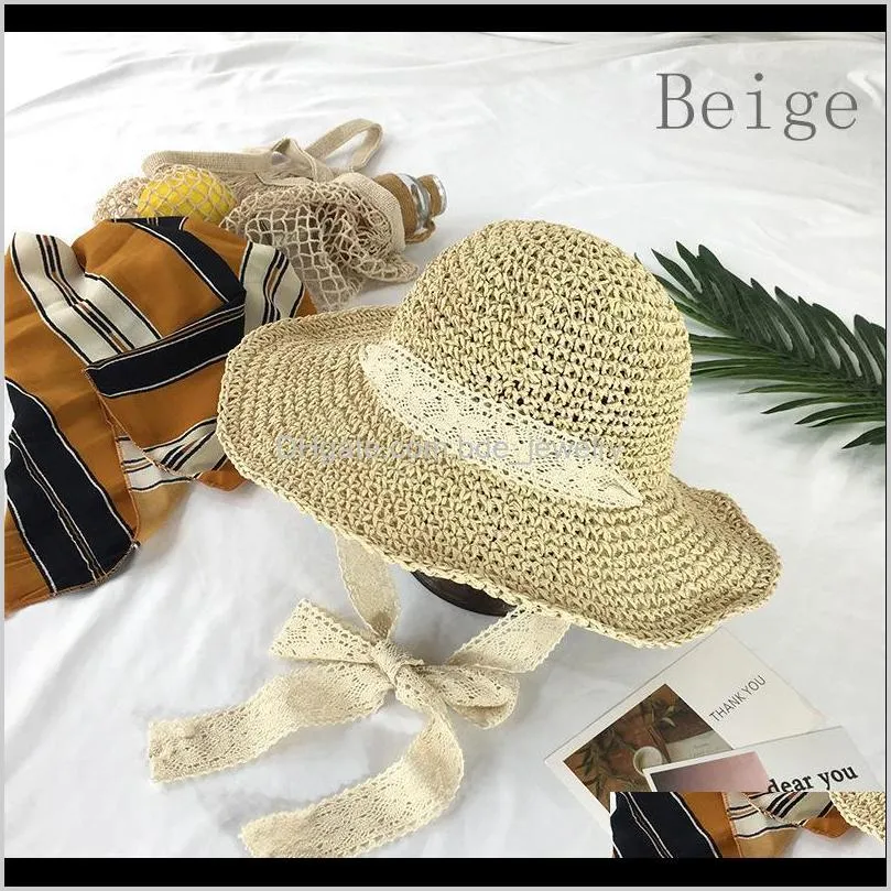 women summer straw woven hats female foldable sunscreen fisherman hat tether handmade crochet beach vacation sunshade wide brim