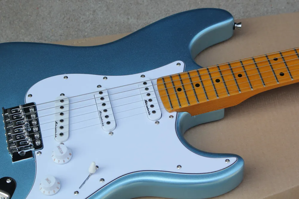Customizable Metallic Blue Light Blue Electric Guitar With Customizable Metallic Blue Light Blue Electric Guitar With
