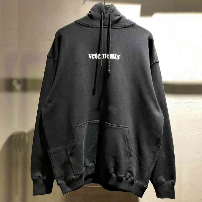 Yüksek Sokak Gevşek Işlemeli Vetements Hoodie Erkekler Kadınlar 1:1 En İyi Kalite Vtm Kazak Hoody Büyük Etiket Yama Tişörtü