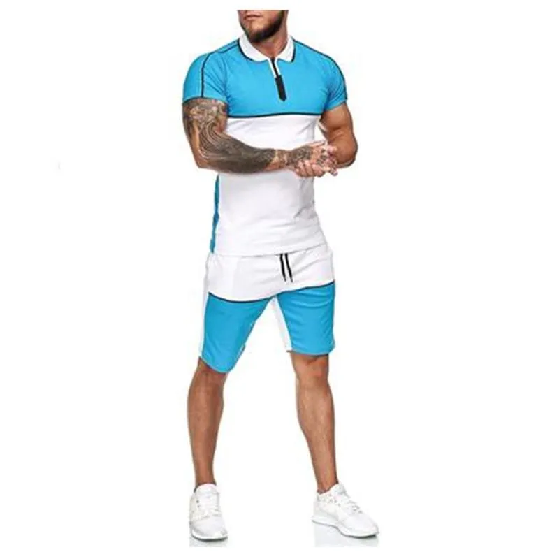 Hurry to buy without hesitate Men's Tracksuits Mens Short Tracksuit Set Colorblock 2 Piece 