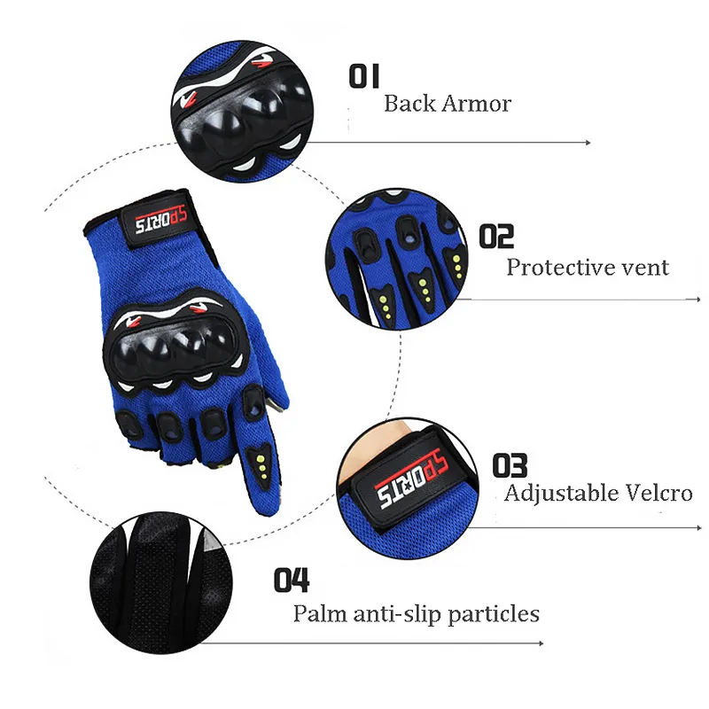 Sport Motorcycle Gloves for Men and Women Full Finger Touchscreen Mountain Biking Dirt Bike Riding Scooter Motocross Cycling Motor Cycle