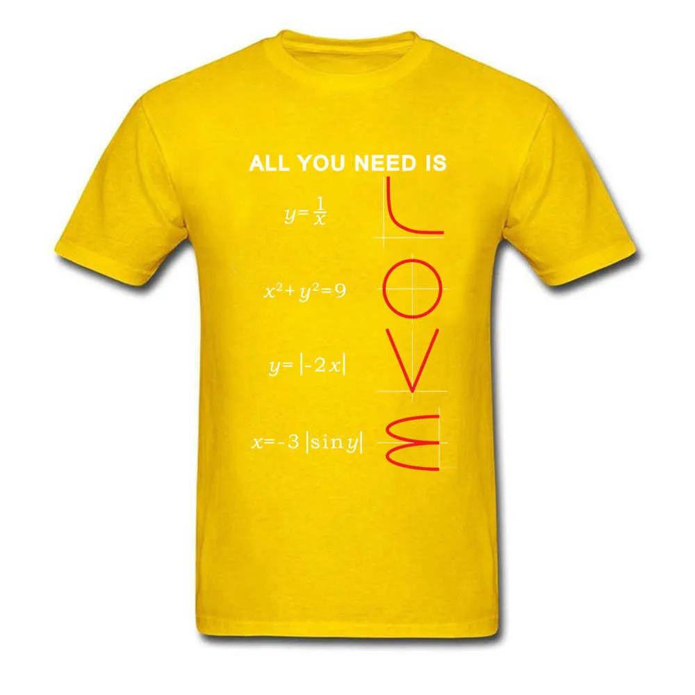 AllYouNeedIsLoveMath Crewneck Top T-shirts Summer Autumn Design Tops Shirts Short Sleeve Plain Cotton Fabric T-shirts Man AllYouNeedIsLoveMath yellow