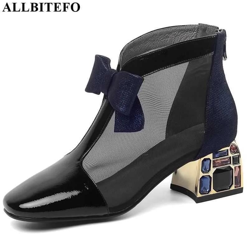 AllbiteFo Mode Bow-knoop merk zomer vrouwen sandalen hoge kwaliteit vrouwen hoge hak schoenen partij vrouwen schoenen 210611