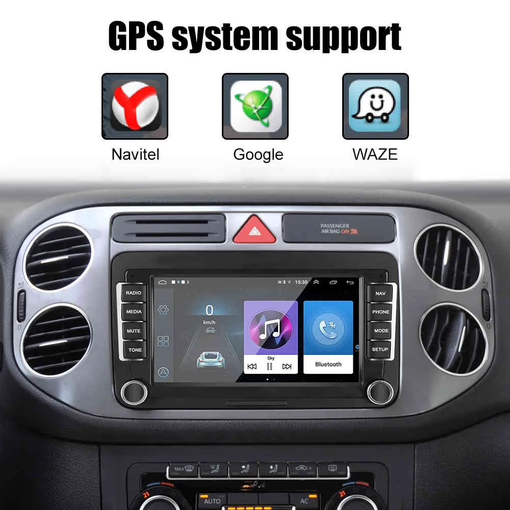 Bilradio Android 10 1 Multimedia Player 1G 16G 7 tum för VW Volkswagen Seat Skoda Golf Passat 2 Din Bluetooth WiFi GPS274D