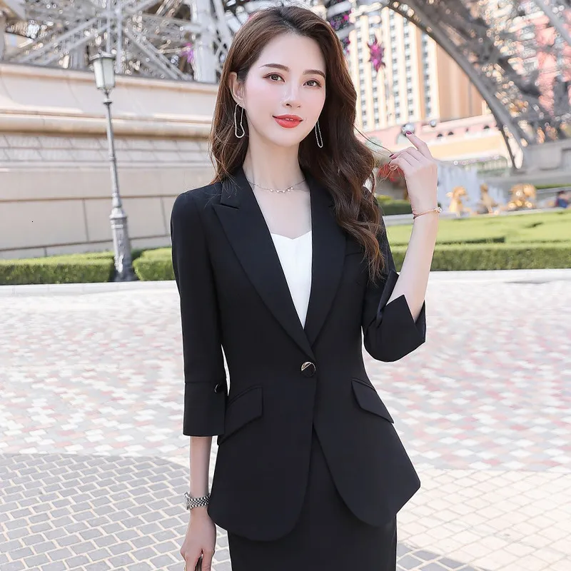 2020 albaricoque negro femenino elegante traje de mujer conjunto blazer  pantalón pantalón negocio uniforme ropa mujer dama tops y blusas