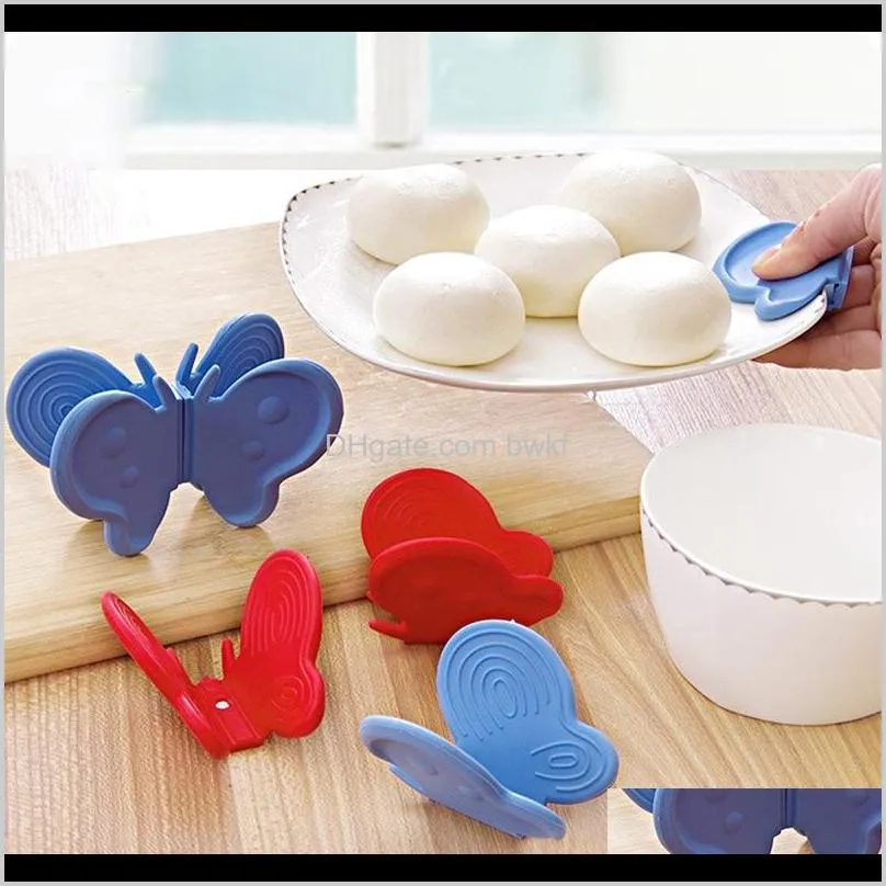 butterfly shaped silicone anti-scald devices fridge magnet kitchen tool insulation plate clamp