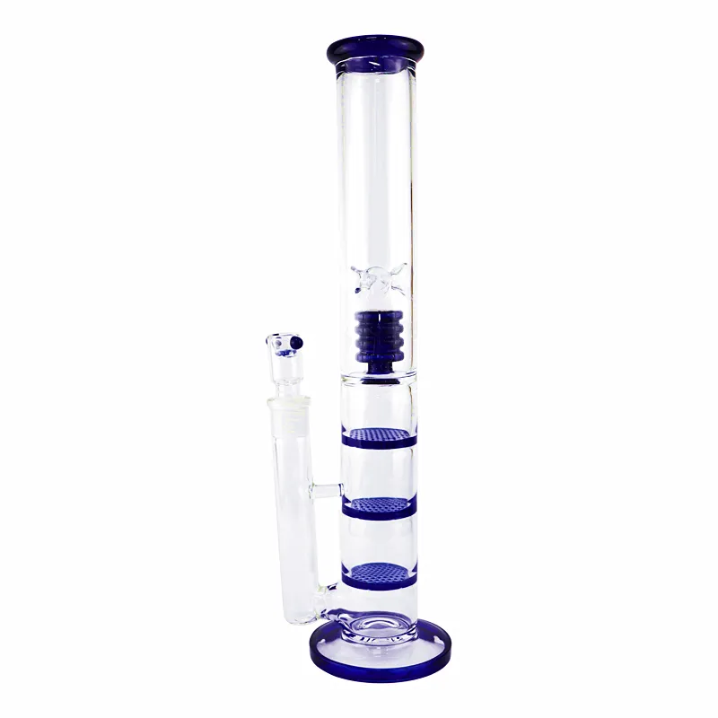 Verre Bong Narguilé Fumer Pipe À Eau 12,6 pouces 3 couches Nid D'abeille Percolateur Diffusé Filtre Shisha Bécher Barboteur W / ICE Catcher Bangs Narguilés