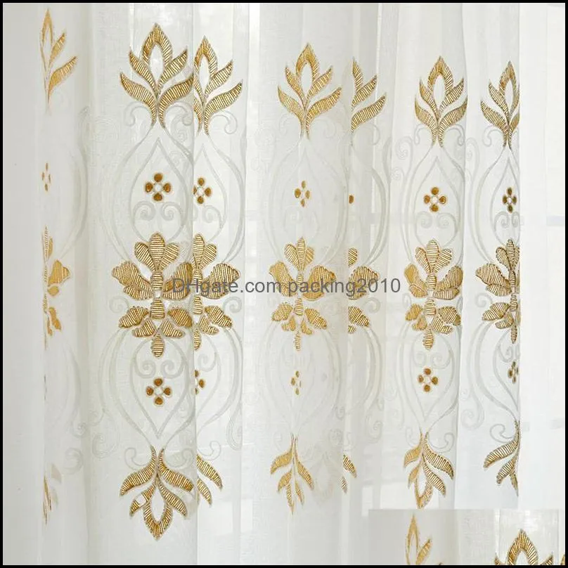 Curtain & Drapes And Screens Cotton Thread Embroidered Window Two Color Optional Living Room Study Wholesale