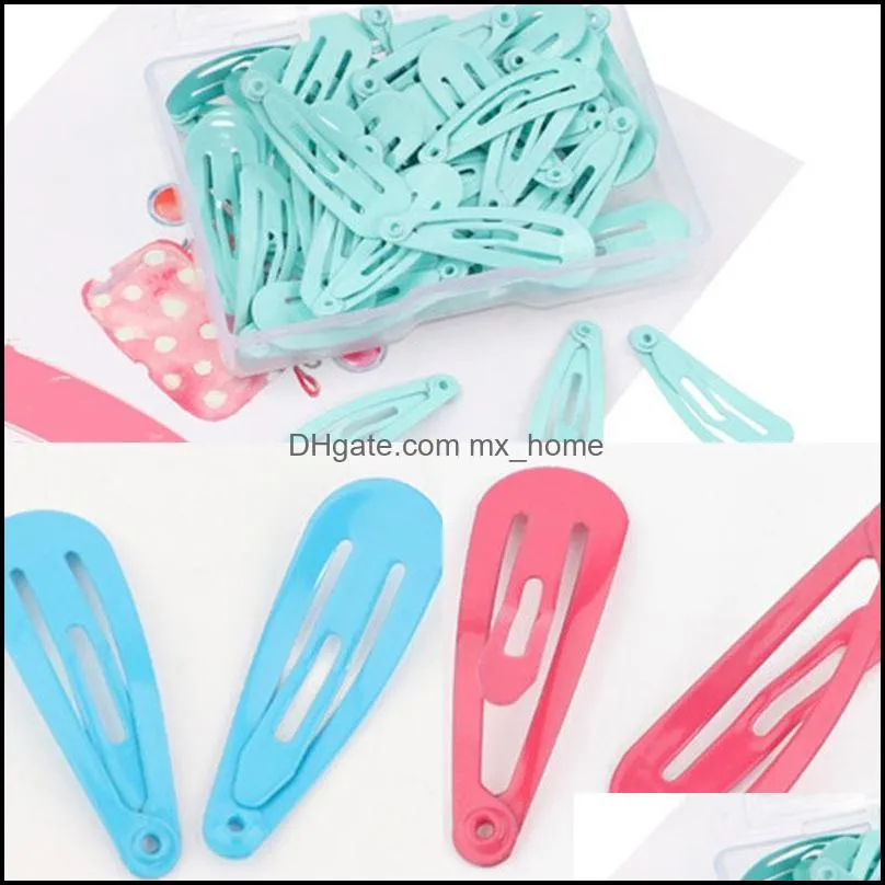 Hair Accessories Children Barrettes 3CM 50Pcs/Box Snap Clips For Baby Girls Solid Color Kids Hairpins Metal Hairgrips