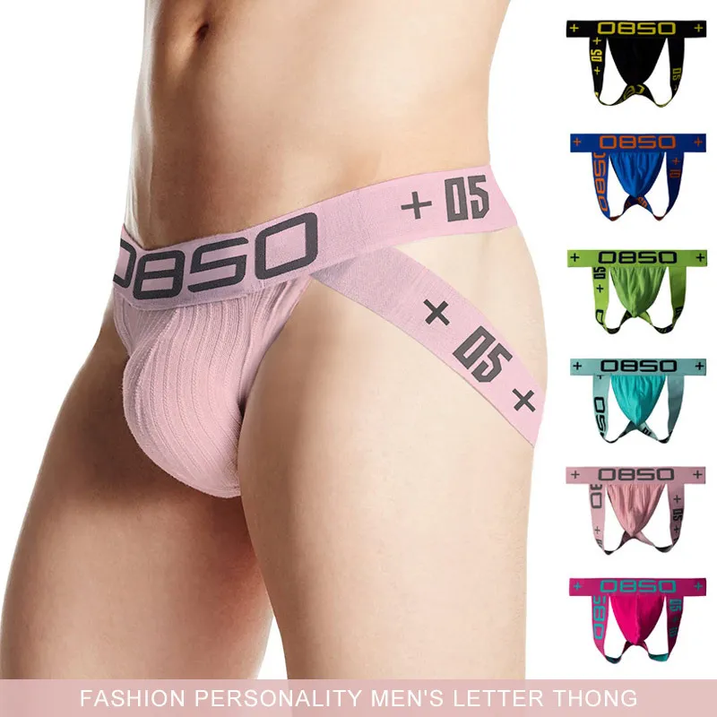 Märke G-strängar för män Underkläder Sexig Gay Jockstrap Bomull Andas U-påse Modekalsonger Herrtrosa Sexig Bikini Sissy Underkläder