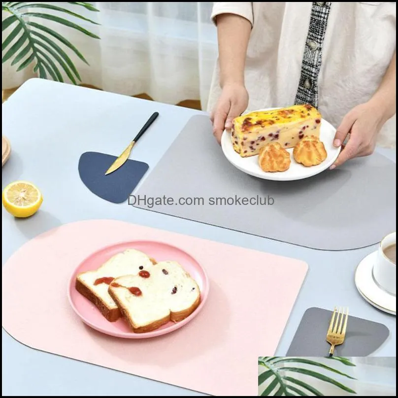 Mats & Pads 2pcs Nordic Style Placemat Washable Set Dual Side Tableware Waterproof Non-Slip Leather Heat Pad Bowl Lnsulation Ki S2B6